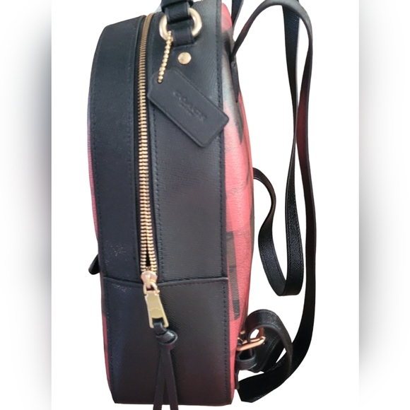 Coach Jordyn Backpack Red Plaid Signature - Picture 8 of 11